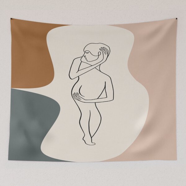Item preview, Abstract embrace on a white, peach background. decorating, interiors designed and sold by jayne0524.