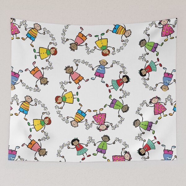 Item preview, Cartoon Happy Friends In A Circle Holding Daisies designed and sold by fatfatin.