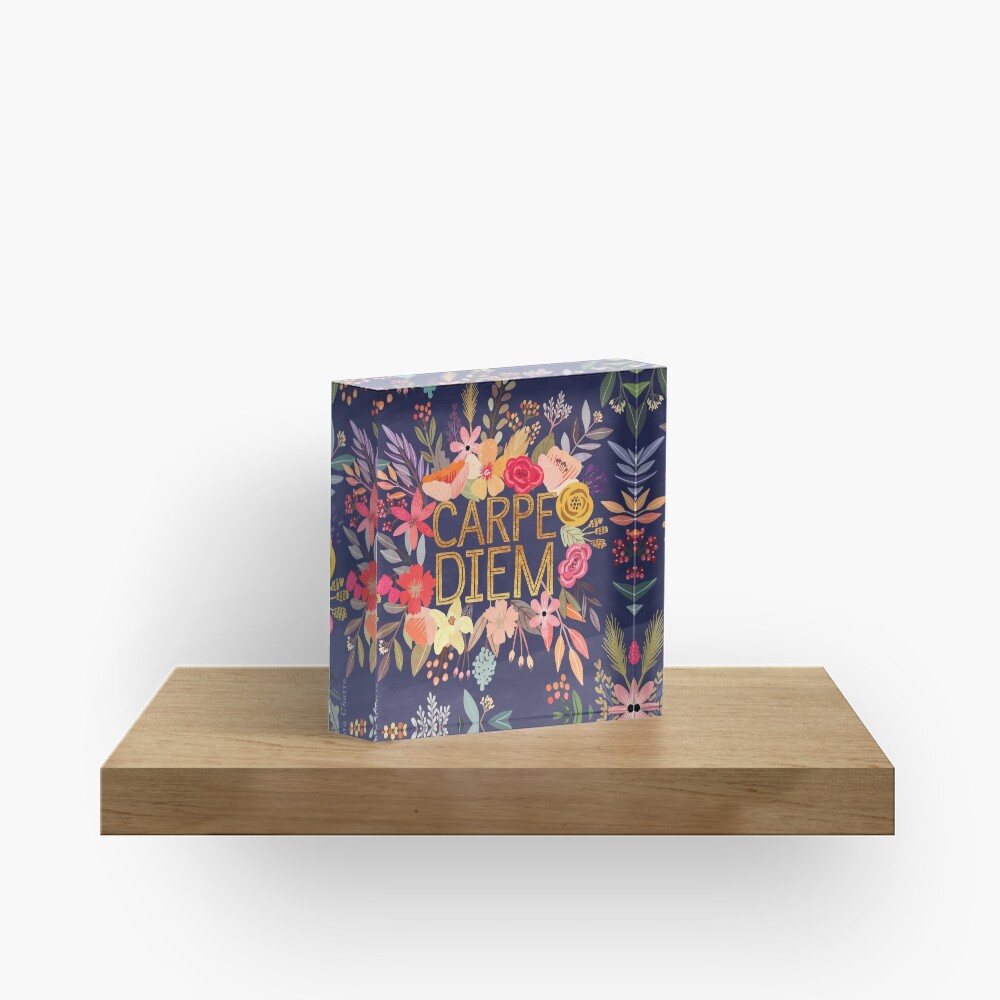 Carpe Diem with flowers Acrylic Block