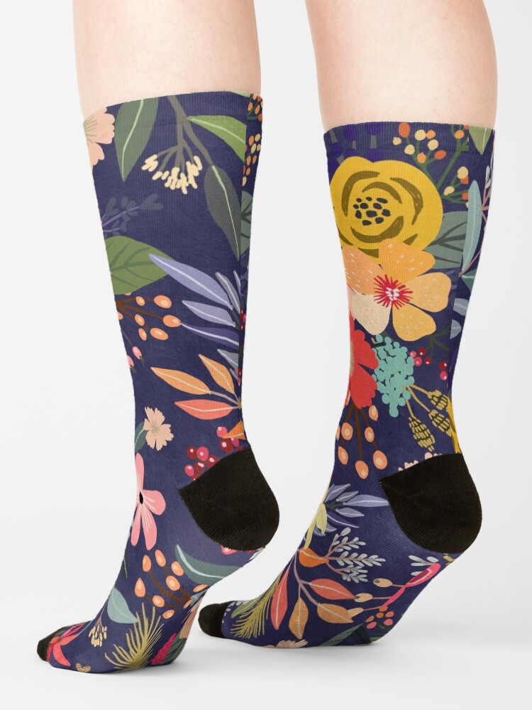 Alternate view of Carpe Diem with flowers Socks