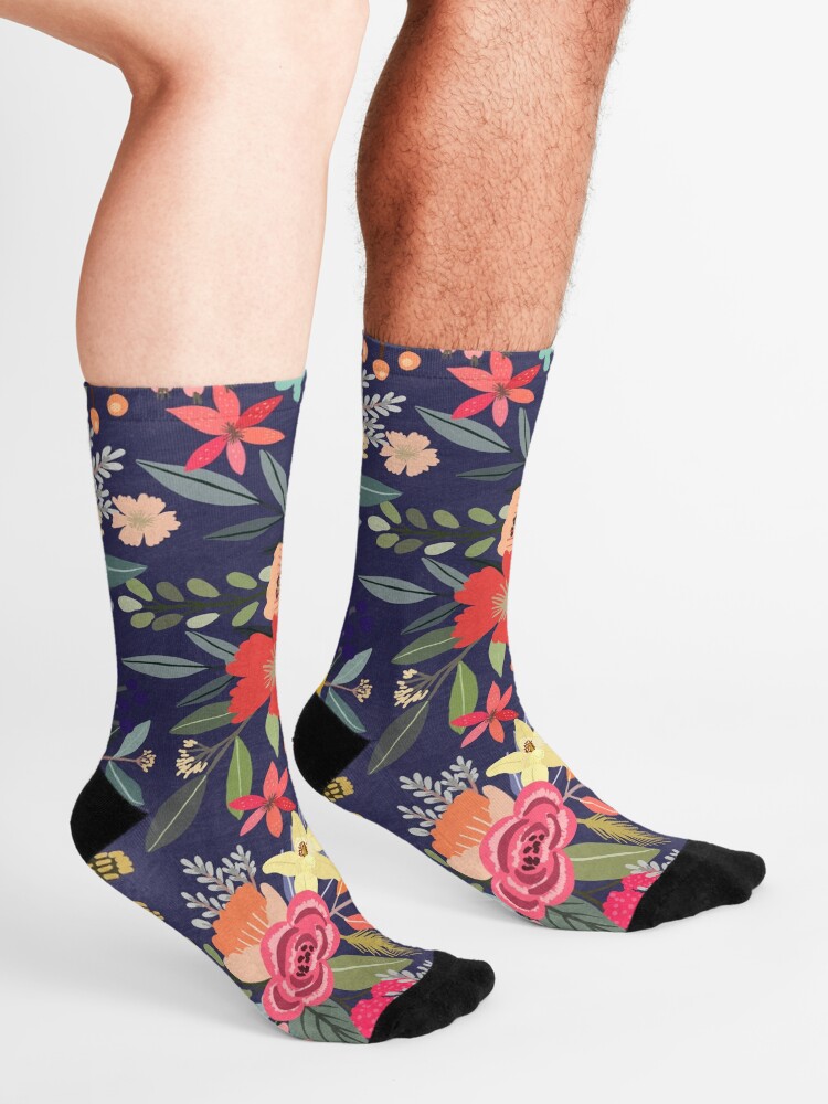 Alternate view of Carpe Diem with flowers Socks
