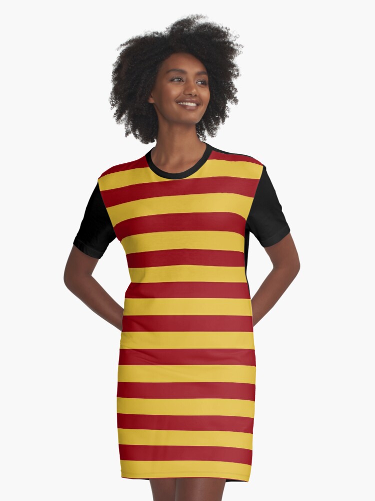 yellow red stripes | Graphic T-Shirt Dress