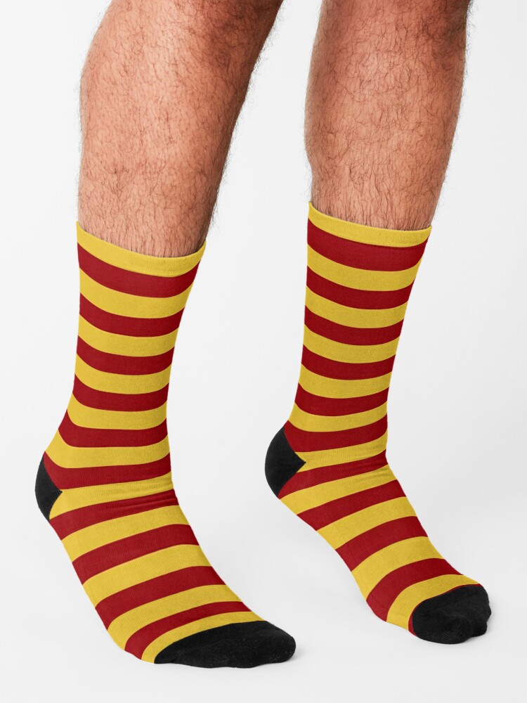 red and yellow striped stockings