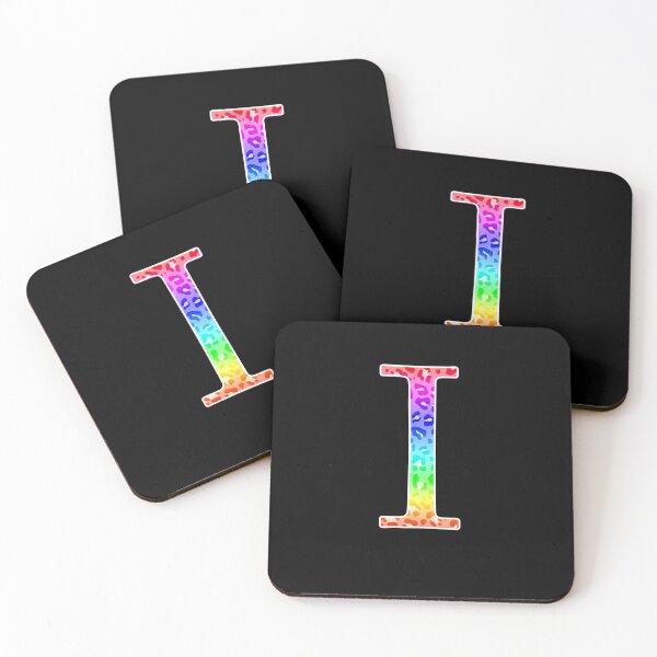 Item preview, The Letter Iota - Monogram in Rainbow Leopard Print designed and sold by Bumblefuzzies.