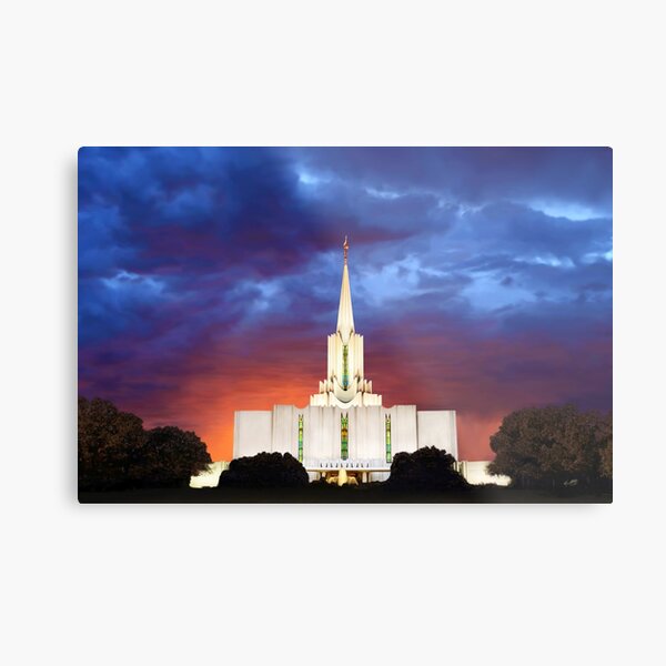 Jordan River Temple Stormy Sunset 30x20 Metal Print
