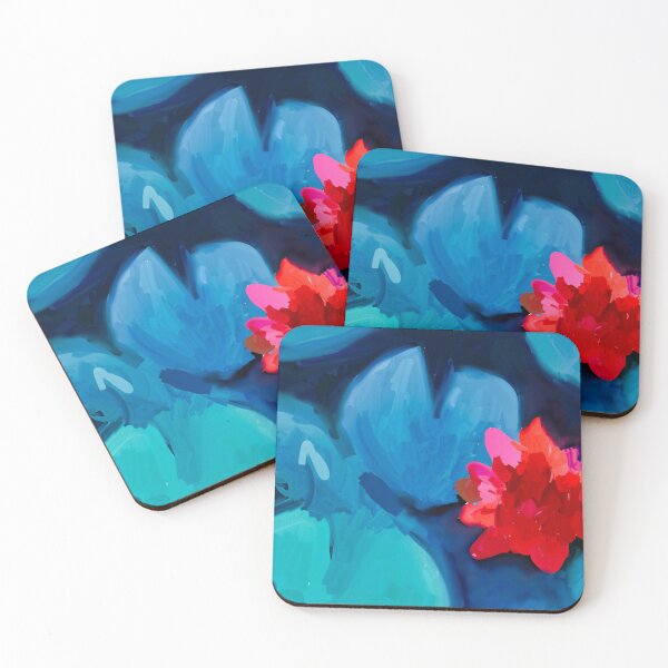 Item preview, red lotus water lily blooming on water painting  designed and sold by KARTICK DUTTA.