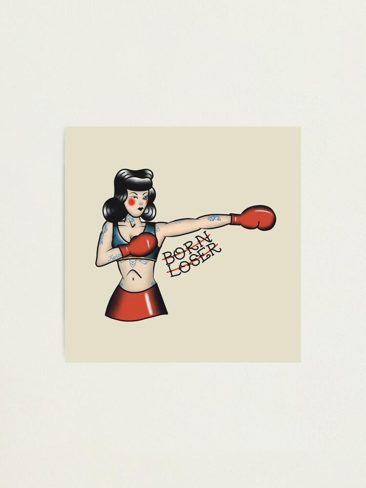 Boxer Flapper Girl Tattoo Art Print 