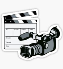 Video Camera Movie Clapboard Retro Sticker