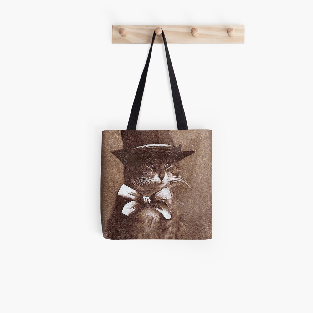 Vintage Cat Retro Hat Tote Bag