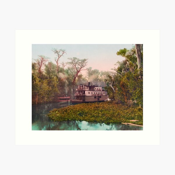 Item preview, Steamboat On The Ocklawaha - Florida - 1902 Photochrom designed and sold by warishellstore.