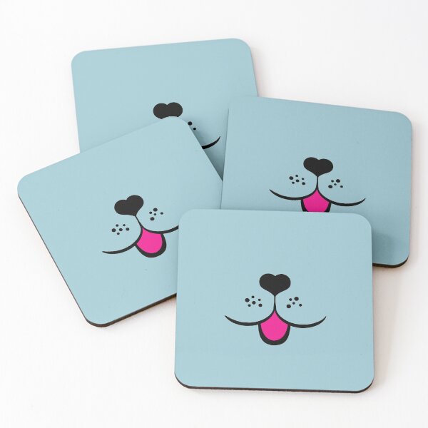 Item preview, cute dog face mask with heart dog nose tongue pink light blue - animal face designed and sold by MadandMean.