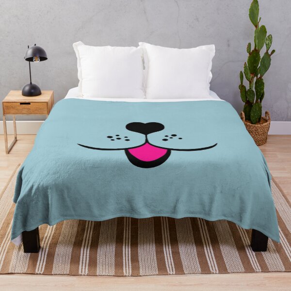 Item preview, cute dog face mask with heart dog nose tongue pink light blue - animal face designed and sold by MadandMean.