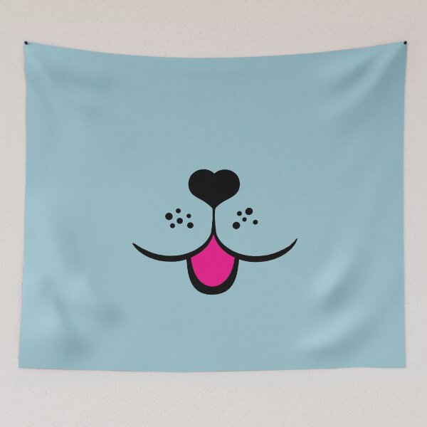 Item preview, cute dog face mask with heart dog nose tongue pink light blue - animal face designed and sold by MadandMean.