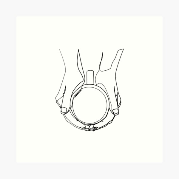 One Line Art Two Hands Holding Coffee Mug Line Drawing Art Print