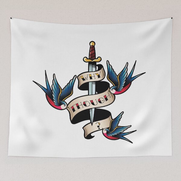 Item preview, Why Though Old School Sparrow Ribbon Tattoo designed and sold by supermara.