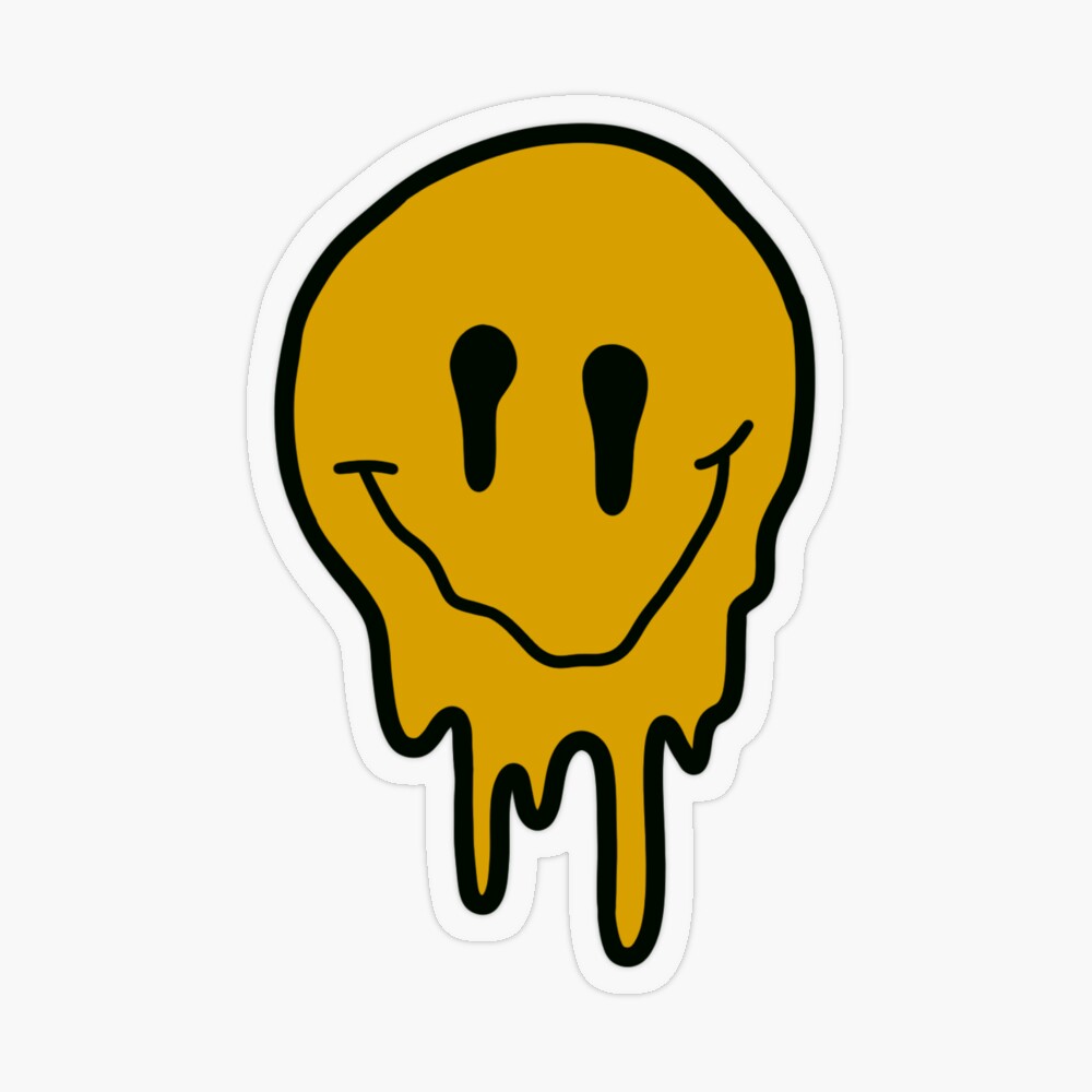 yellow drippy smiley face  Sticker for Sale by zarapatel