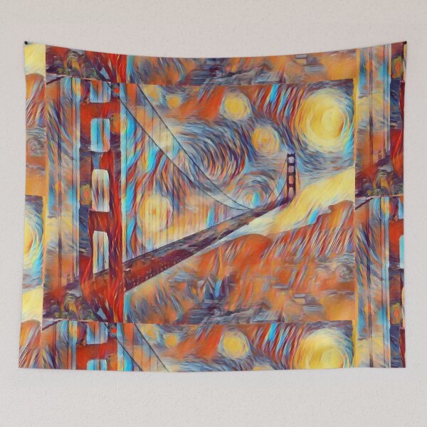 Item preview, Golden Gate Bridge Starry Night Modern Vintage designed and sold by rogueartprints.