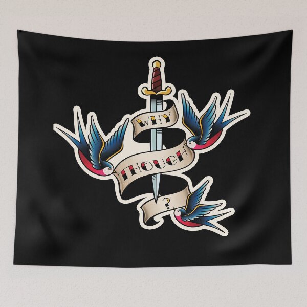 Item preview, Why Though Old School Sparrow Ribbon Tattoo designed and sold by supermara.