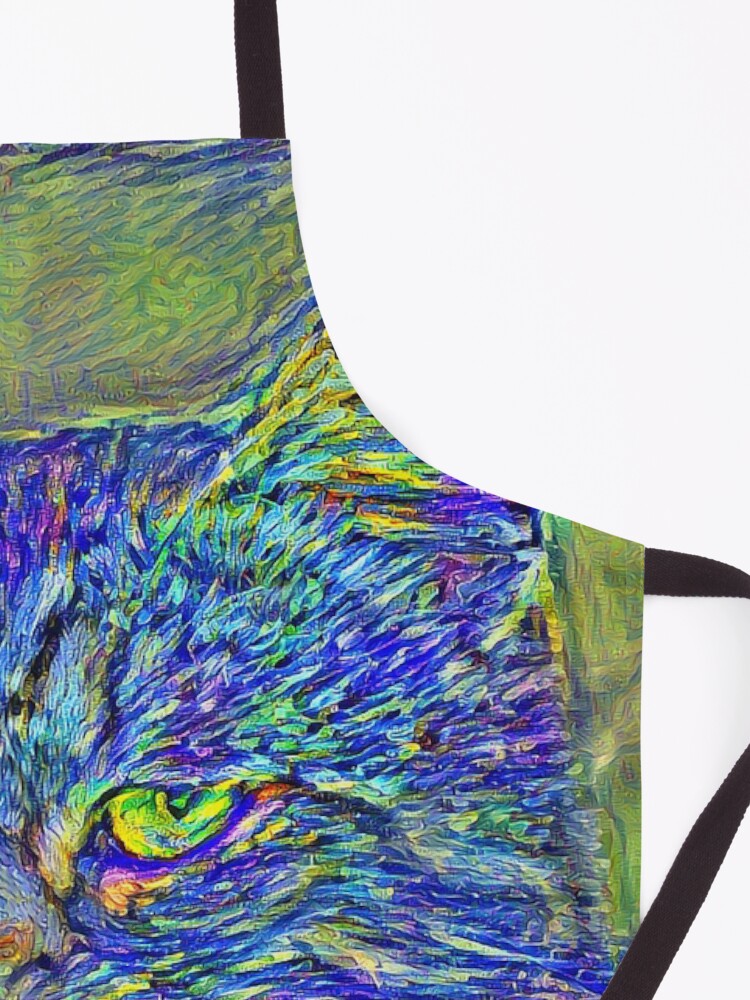 Alternate view of Artificial neural style Post-Impressionism cat Apron