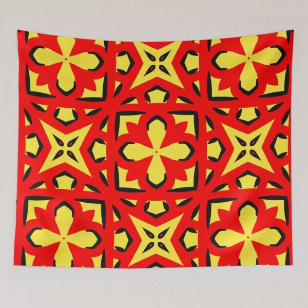 Item preview, Yellow Red Doodle Abstract Art designed and sold by Grafititee.