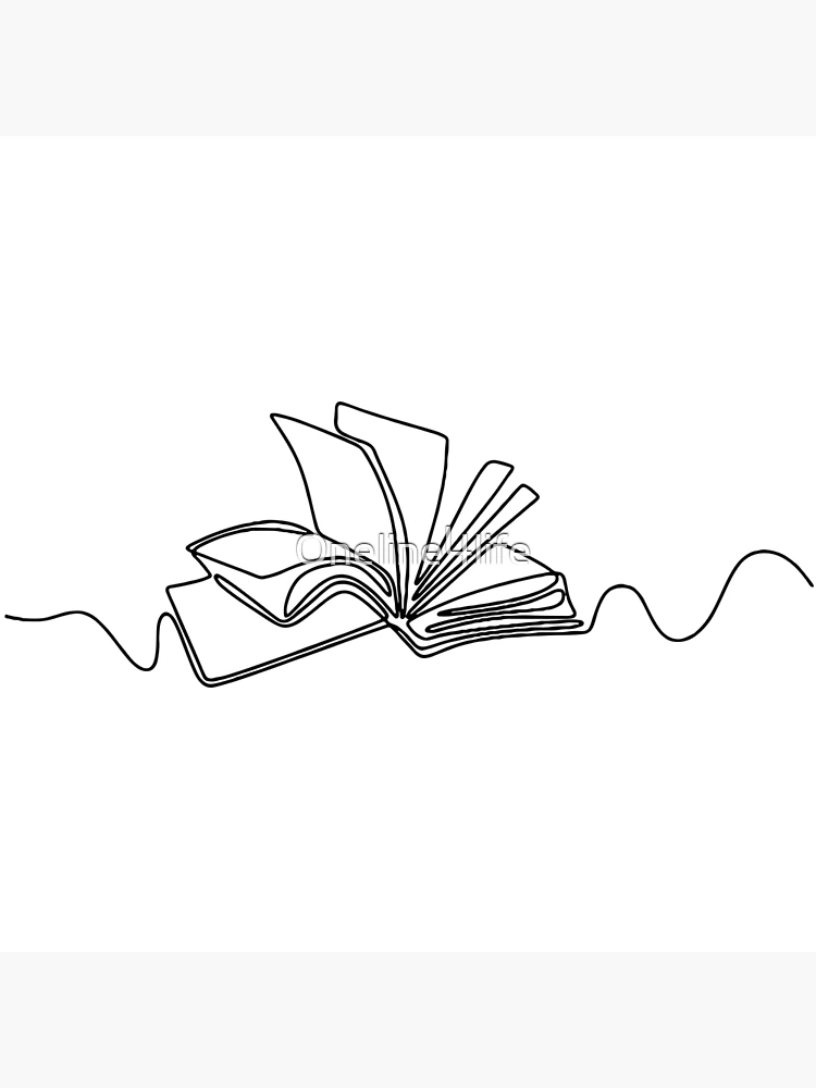 Continuous line drawing open book page design