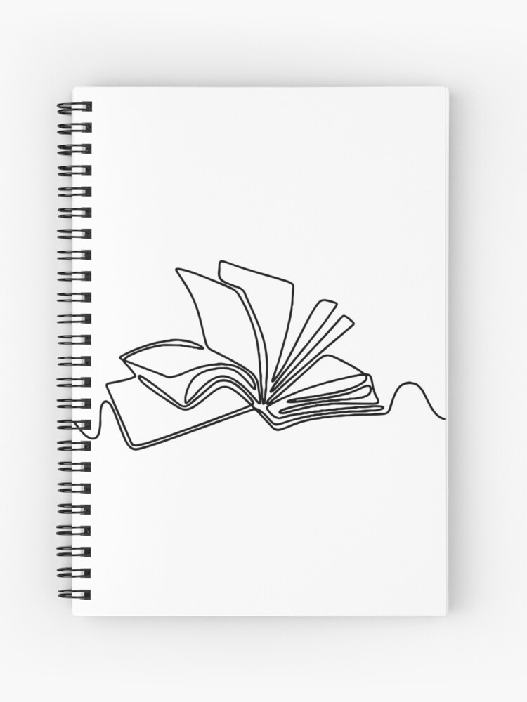 Cahier à spirale for Sale avec l'œuvre « Un livre d'art en ligne a ouvert  le dessin au trait » de l'artiste Oneline4life