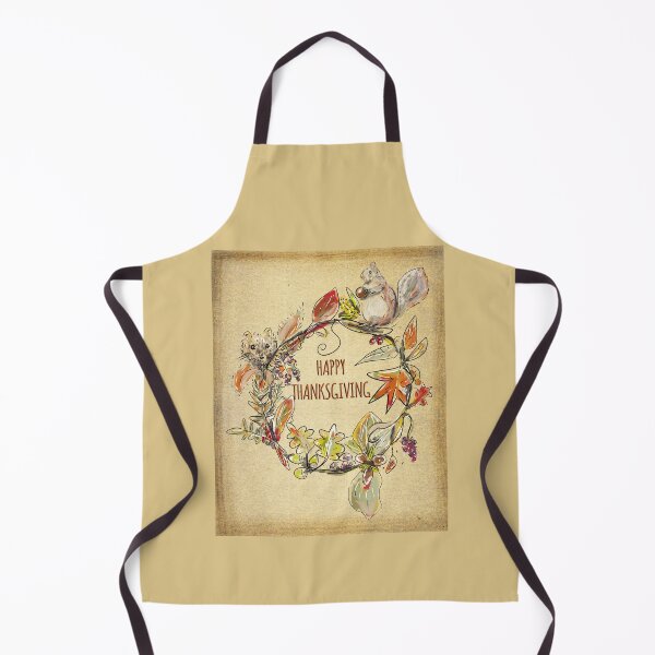 Item preview, Happy Thanksgiving Woodland Wreath-Vintage-Effect designed and sold by Clare Walker.