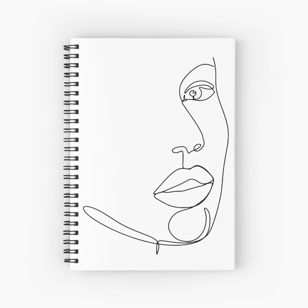 Cahier à spirale for Sale avec l'œuvre « Un livre d'art en ligne a ouvert  le dessin au trait » de l'artiste Oneline4life