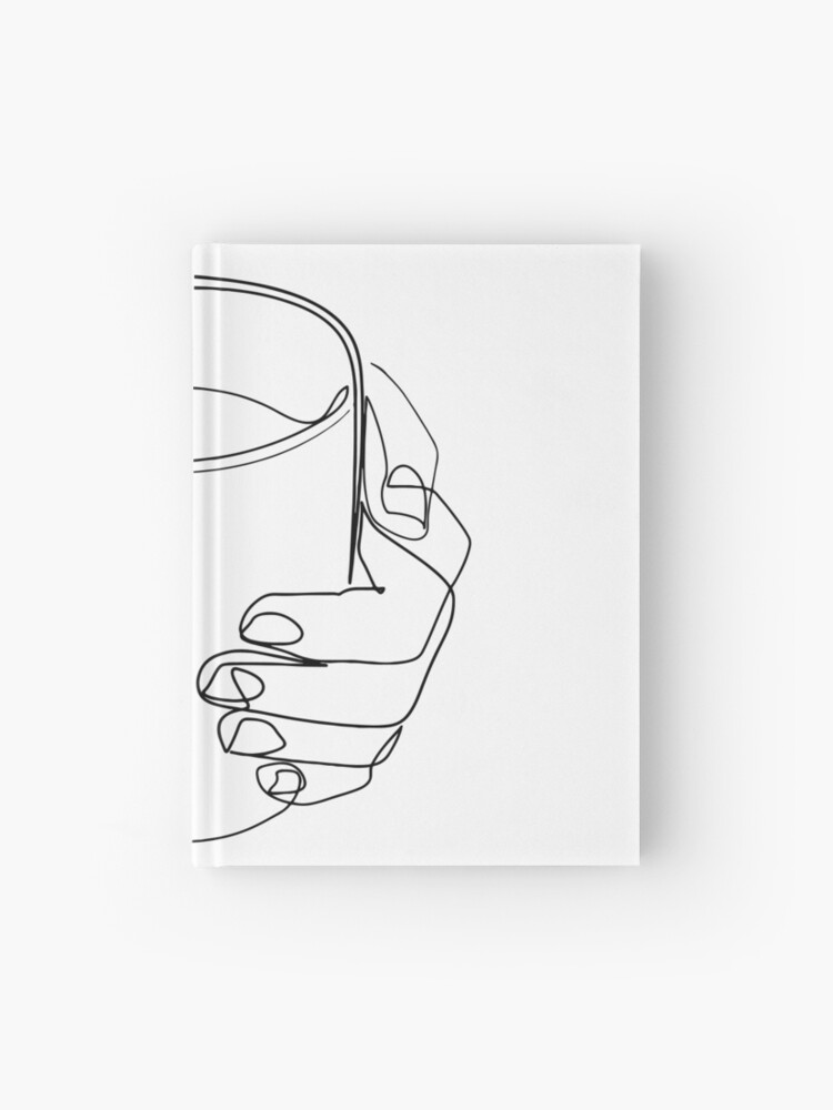 One Line Art Hands Holding Coffee Mug Line Drawing Hardcover Journal By Oneline4life Redbubble