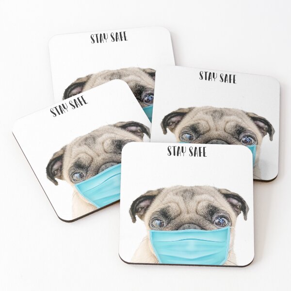 Item preview, Cute Pug Dog With Mask, Stay Safe designed and sold by MOKA META.