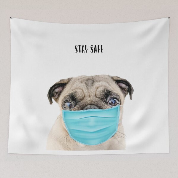Item preview, Cute Pug Dog With Mask, Stay Safe designed and sold by MOKA META.