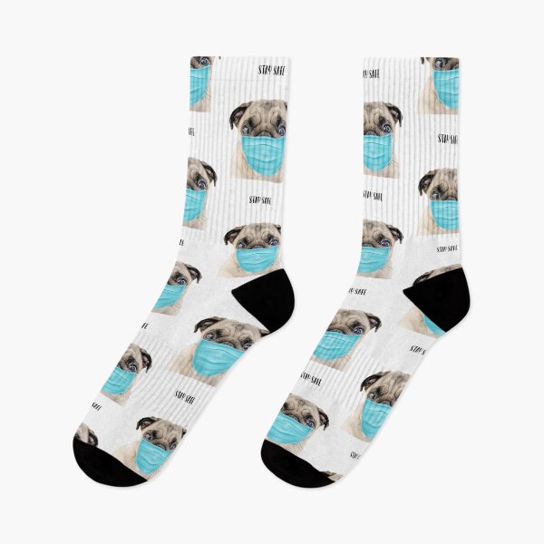 Item preview, Cute Pug Dog With Mask, Stay Safe designed and sold by MOKA META.