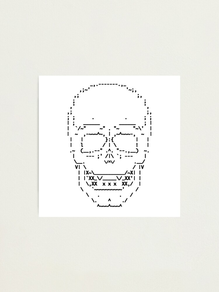 "ASCII ascii skull skeleton design sticker" Photographic Print by