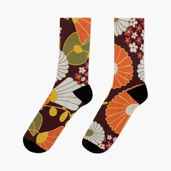 Item preview, Orange, Red, Yellow and Green Retro Flowers designed and sold by Eyestigmatic.