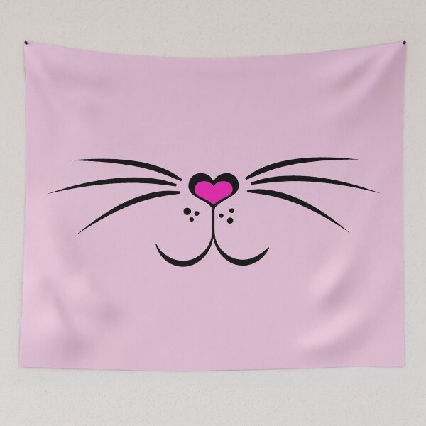 Item preview, Cats face mask cute kitty with heart kitten nose pink light pink - animal face designed and sold by MadandMean.