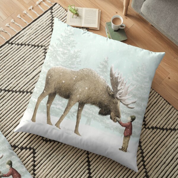 Boy and Moose Floor Pillow