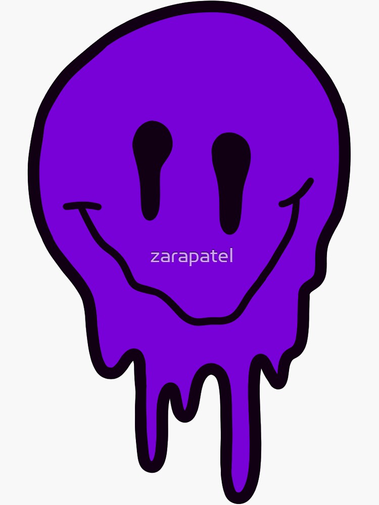 "purple drippy smiley face " Sticker by zarapatel | Redbubble