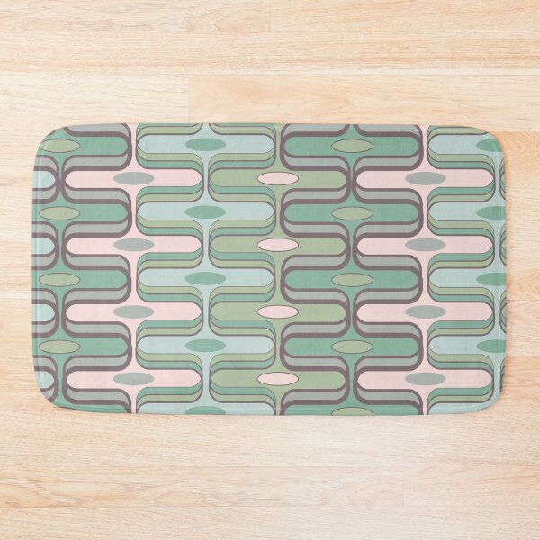 Item preview, Retro Mod Ogee Pastel Pink And Moss Green Abstract Pod Pattern © fatfatin designed and sold by fatfatin.