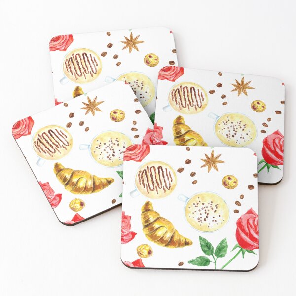 Item preview, Сroissants,coffee, coffee beans and roses. Breakfast dessert. designed and sold by Colibri77.