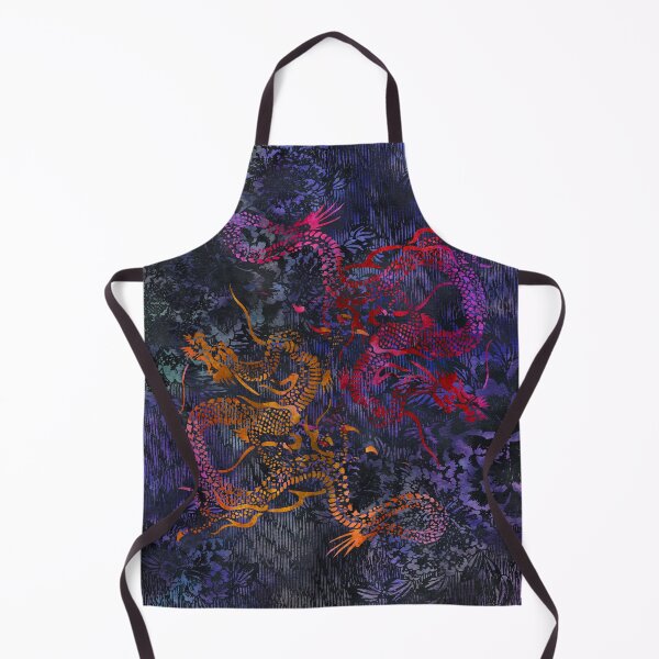 Item preview, Peony Dragons Chinoiserie Chic Antique Stencil Art - Midnight Purple designed and sold by AndreaHelmArt.