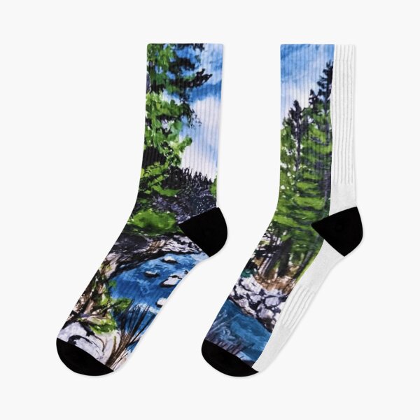 Item preview, Pine trees and mountains - blissful nature designed and sold by Blissful Brushes.