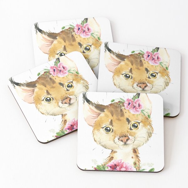 Item preview, Woodland Lynx with Pink Floral Poppies designed and sold by Paulele.