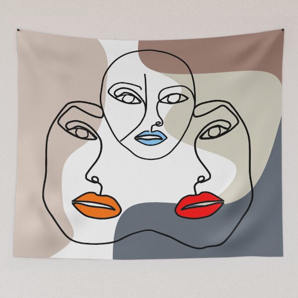 Item preview, Three-faces Abstract on a multi colored background. decorating, interiors designed and sold by jayne0524.