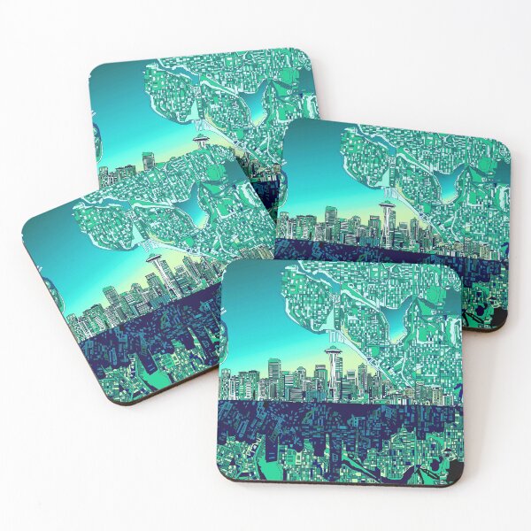 Item preview, seattle skyline abstract designed and sold by BekimART2.
