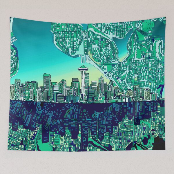 Item preview, seattle skyline abstract designed and sold by BekimART2.