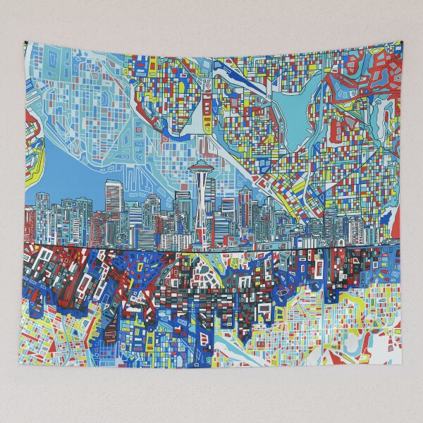 Item preview, seattle skyline abstract designed and sold by BekimART2.