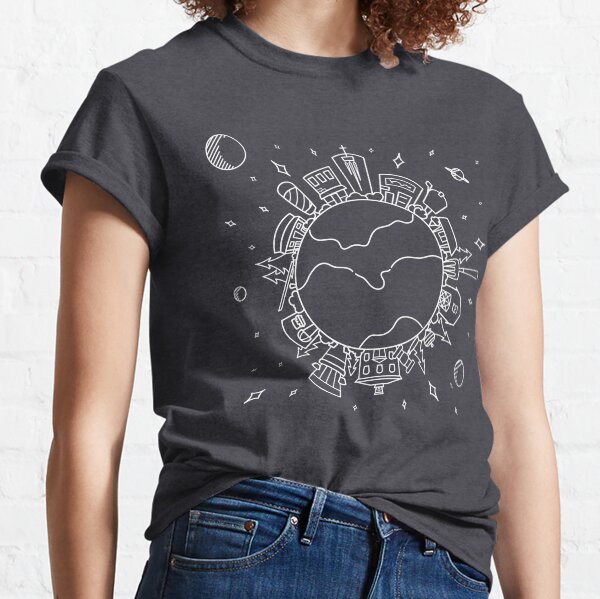 On Top of the World Line Art | Big Things Small Town Classic T-Shirt