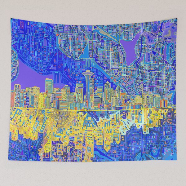 Item preview, seattle skyline abstract designed and sold by BekimART2.