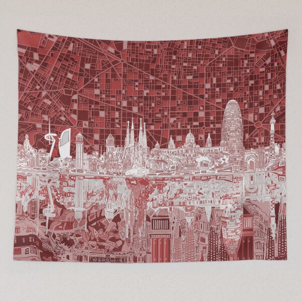 Item preview, barcelona skyline abstract designed and sold by BekimART2.
