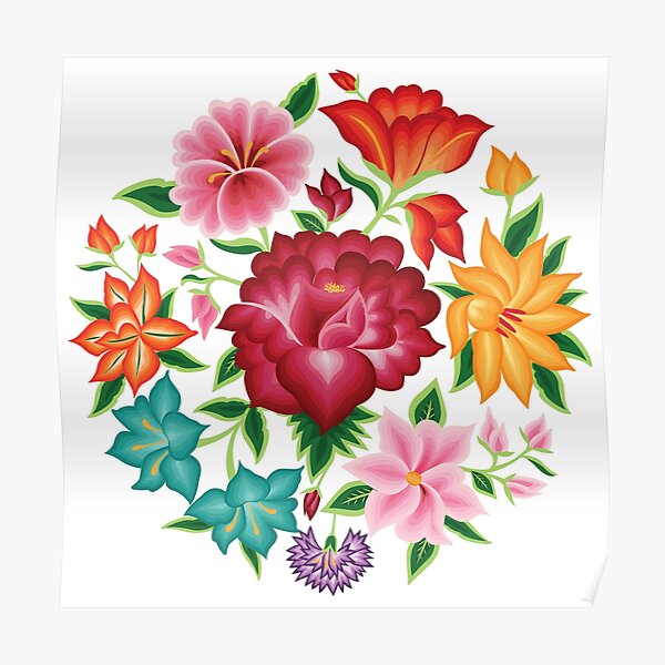 Mexican Floral Bouquet Póster
